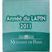 Francja, 5 Euro, Année du Lapin, BU, 2011, MDP, Srebro, MS(65-70)