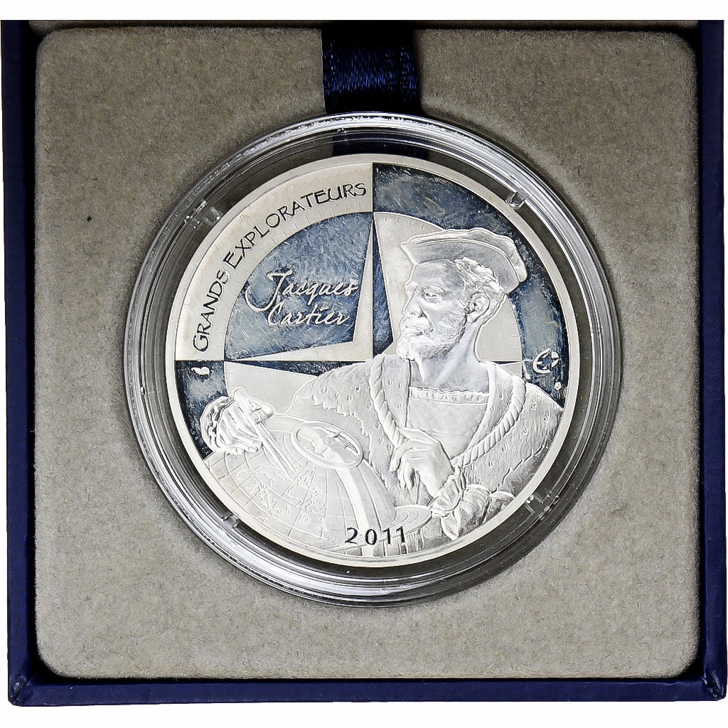 Francja, 10 Euro, Jacques Cartier, Proof, 2011, MDP, Srebro, MS(65-70)