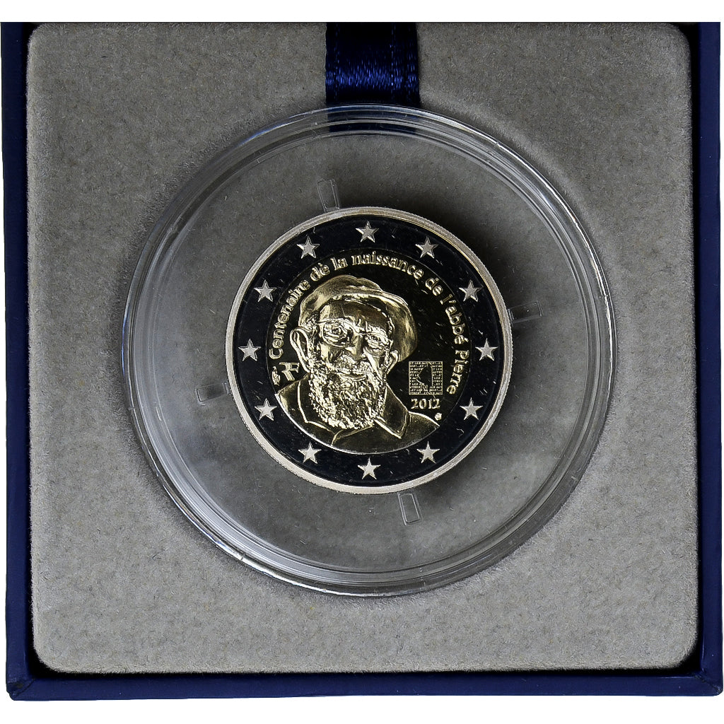 Francja, 2 Euro, abbé Pierre, Proof, 2012, MDP, Bimetaliczny, MS(65-70)