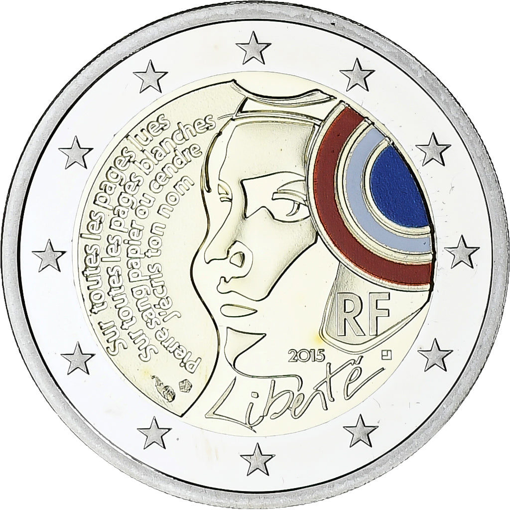 Frankrijk, 2 Euro, République, Proof, Colorized, 2015, MDP, Bi-Metallic, FDC