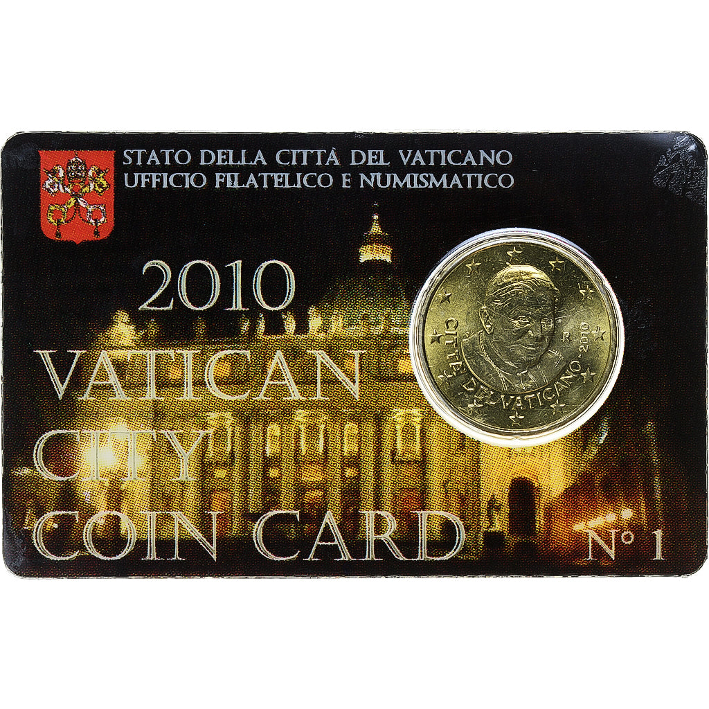 Watykan, 50 Euro Cent, Pape Benoit XVI, Coin card.FDC, 2010, Rome, Nordic gold
