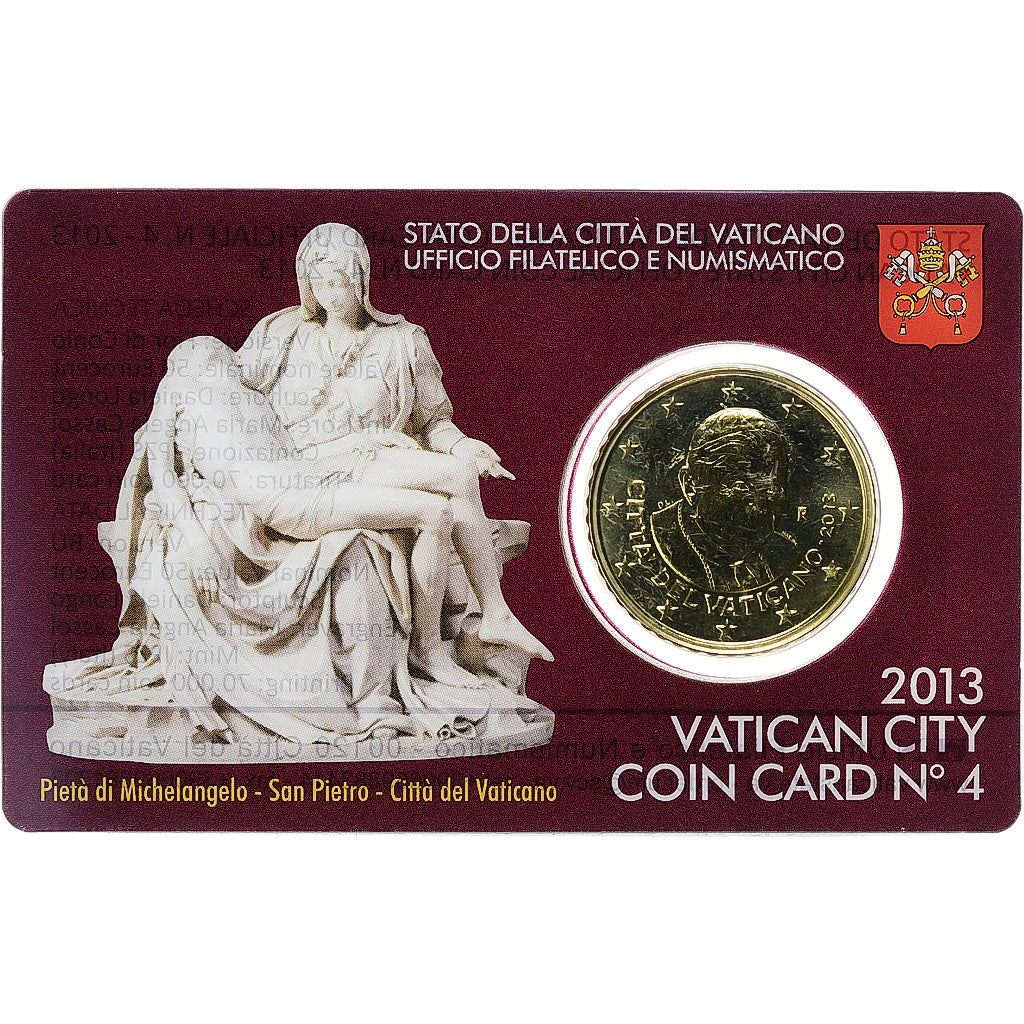 Watykan, 50 Euro Cent, Pape Benoit XVI, Coin card.FDC, 2013, Rome, Nordic gold