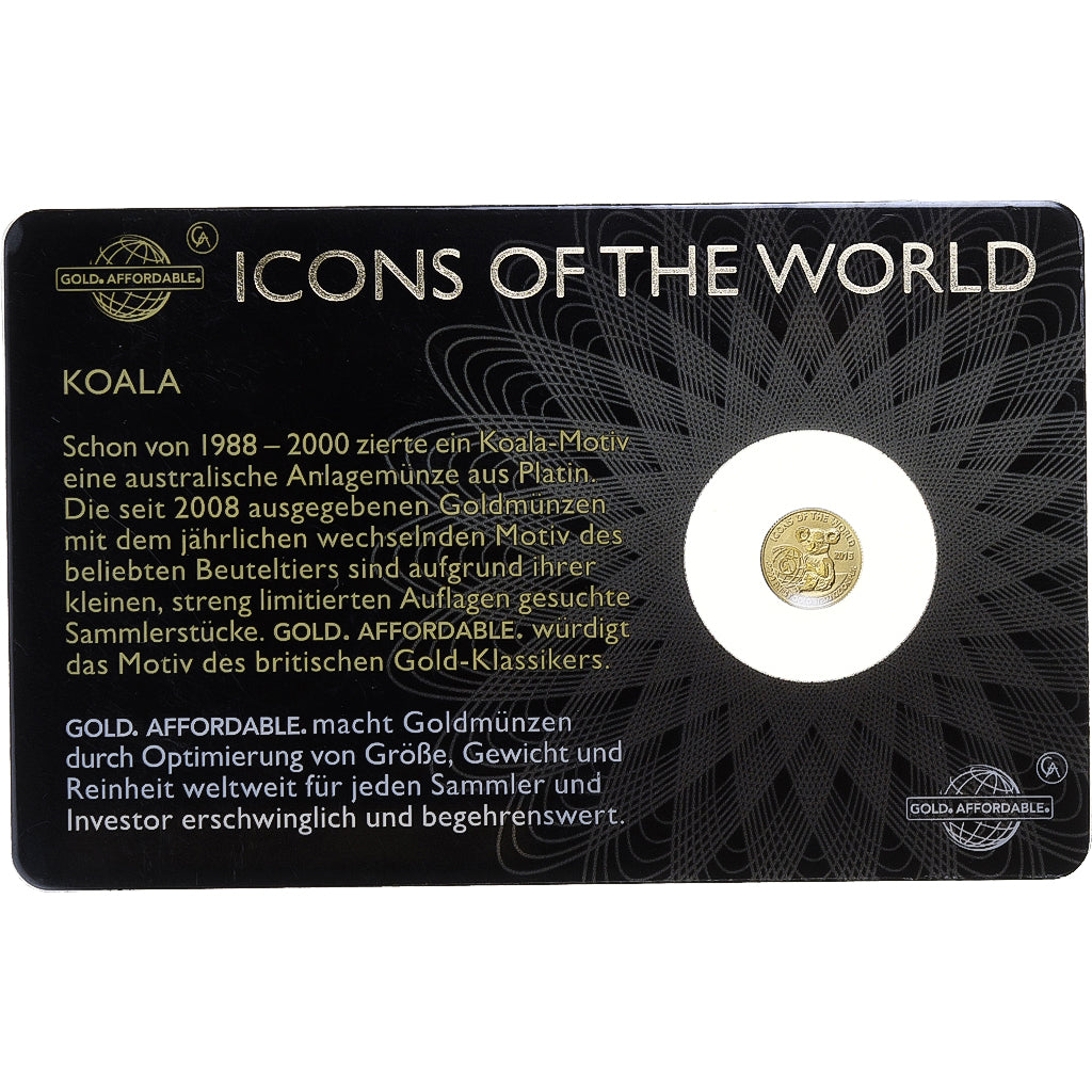 Ruanda, 10 francs rwandais, 1/200 Oz, Koala, 2015, Oro, FDC