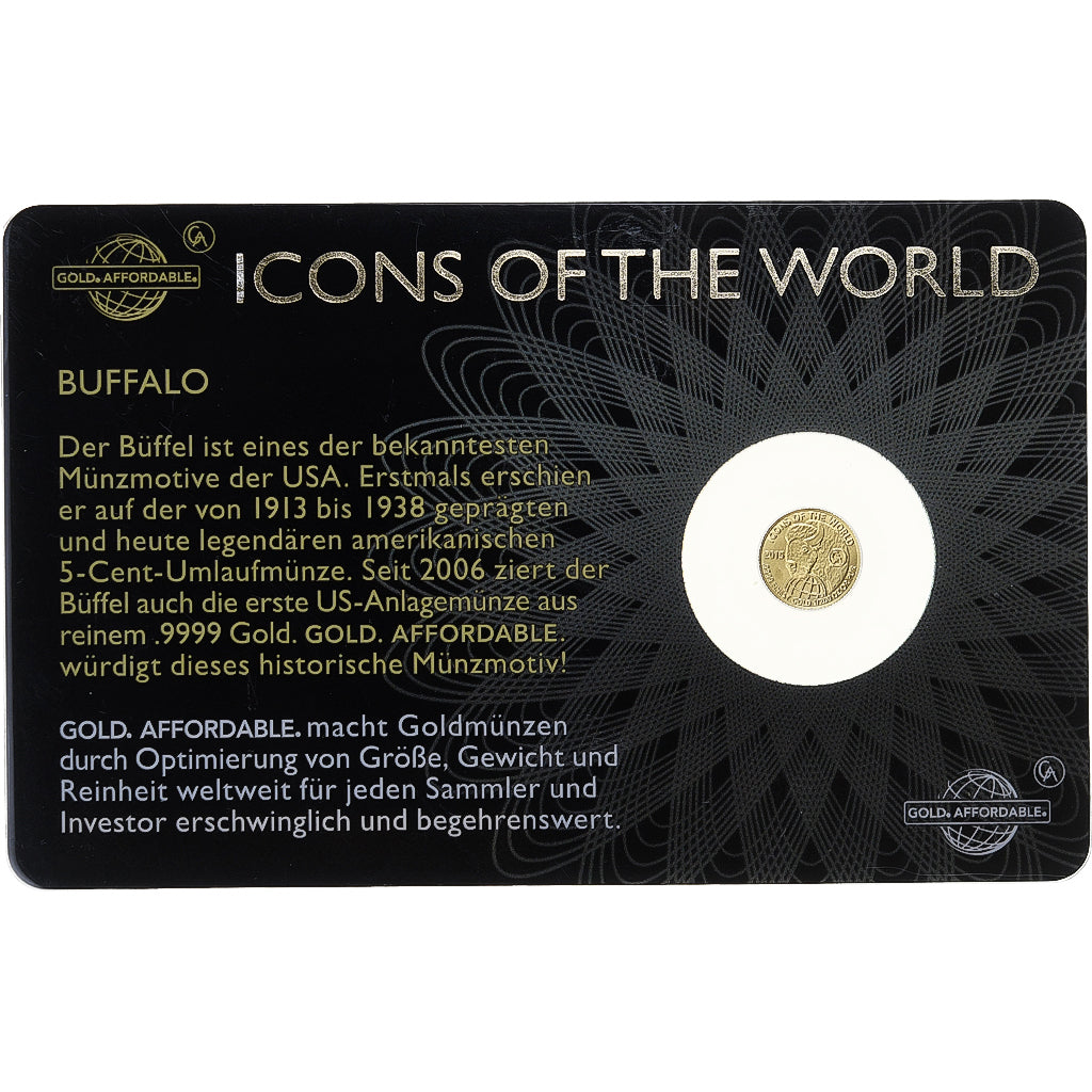 Rwanda, 10 francs rwandais, 1/200 Oz, Buffalo, 2015, Gold, MS(65-70)