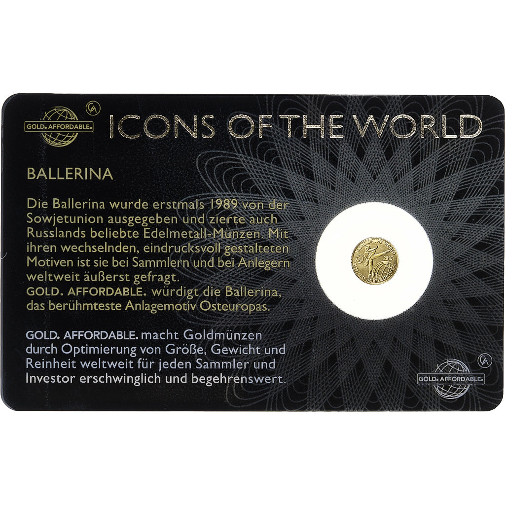 Ruanda, 10 francs rwandais, 1/200 Oz, Ballerina, 2015, Oro, FDC