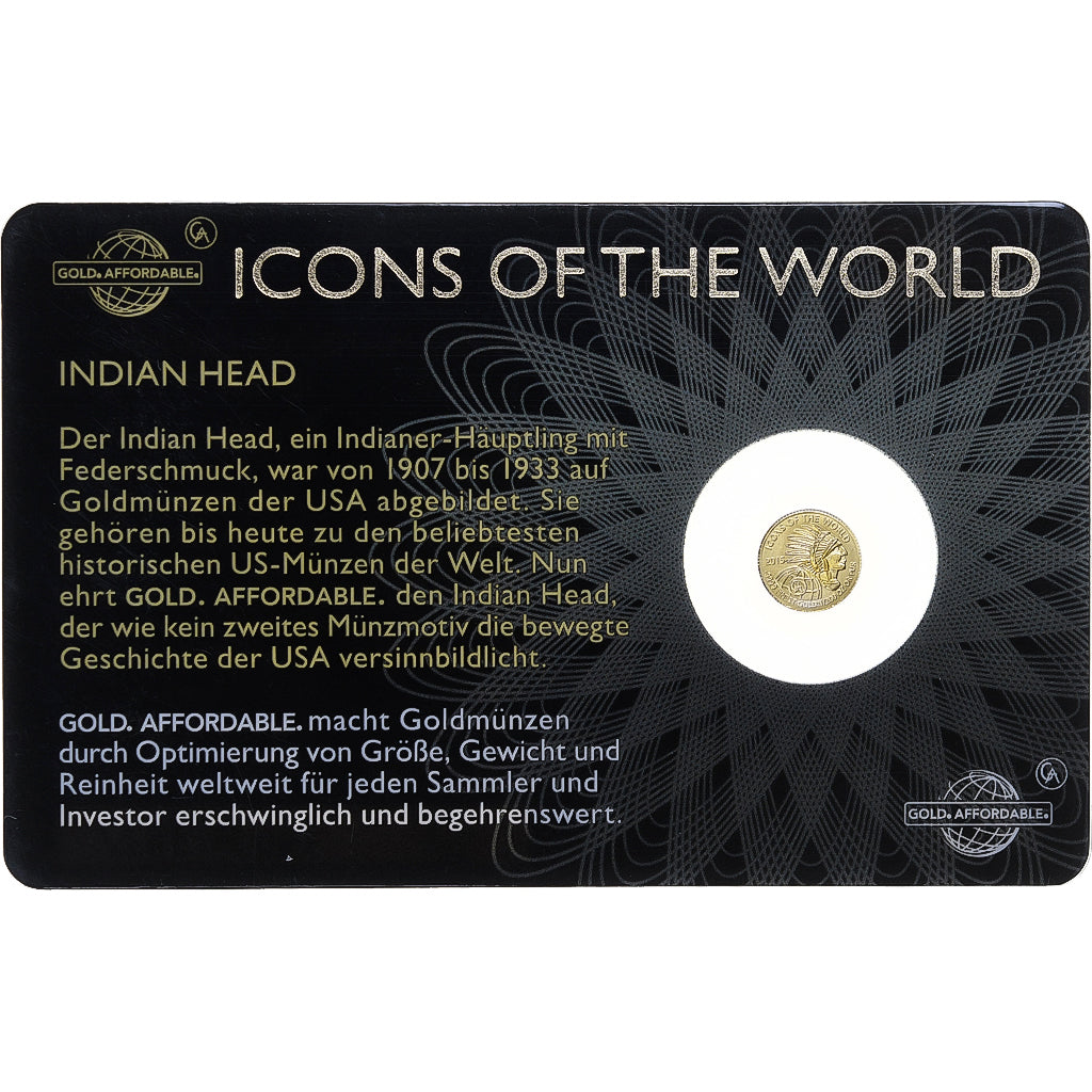 Ruanda, 10 francs rwandais, 1/200 Oz, Indian Head, 2015, Oro, FDC