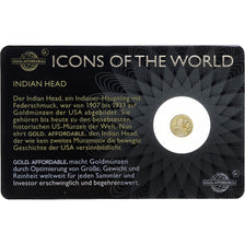 Ruanda, 10 francs rwandais, 1/200 Oz, Indian Head, 2015, Złoto, MS(65-70)