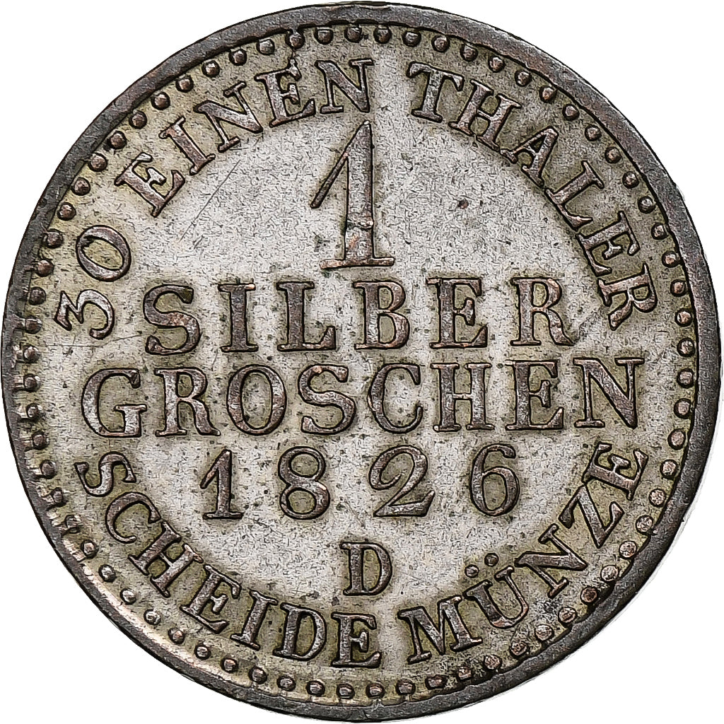 Alemanha, Friedrich Wilhelm III, Silber Groschen, 1826, Düsseldorf, Lingote