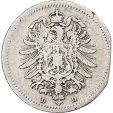 GERMANIA - IMPERO, Wilhelm I, 20 Pfennig, 1875, Munich, Argento, MB+, KM:5