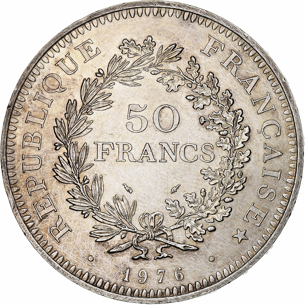 France, 50 Francs, Hercule, 1976, Paris, Silver, AU(55-58)