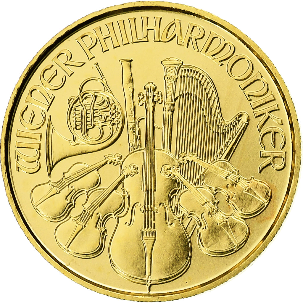 Österreich, 4 Euro - 1/25 Oz, Philharmonic Orchestra, 2015, Vienna, Gold, UNZ+