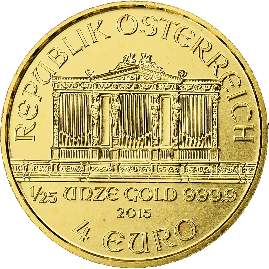 Österreich, 4 Euro - 1/25 Oz, Philharmonic Orchestra, 2015, Vienna, Gold, UNZ+