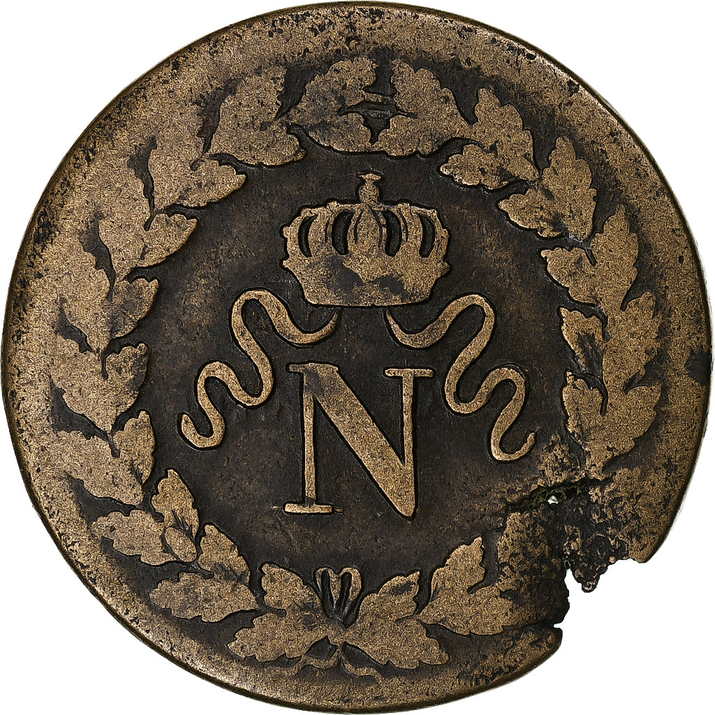 Frankreich, Napoleon I, 1 Décime, 1814, Strasbourg, Bronze, S, Gadoury:195a