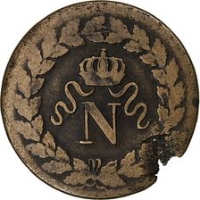 Francia, Napoleon I, 1 Décime, 1814, Strasbourg, Bronzo, MB, Gadoury:195a