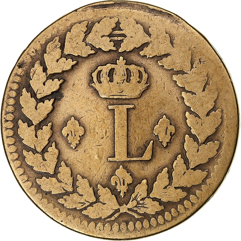 France, Louis XVIII, 1 Décime, 1815, Strasbourg, Bronze, TB, Gadoury:196d