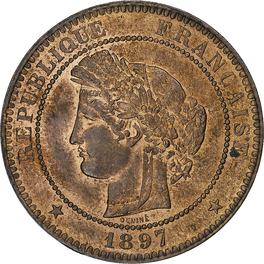 Frankreich, 10 Centimes, Cérès, 1897, Paris, Bronze, SS+, Gadoury:265a
