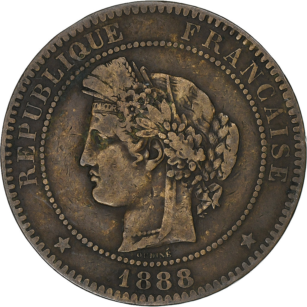 Frankreich, 10 Centimes, Cérès, 1888, Paris, Bronze, SS, Gadoury:265a