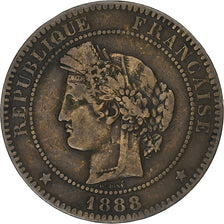 Frankreich, 10 Centimes, Cérès, 1888, Paris, Bronze, SS, Gadoury:265a