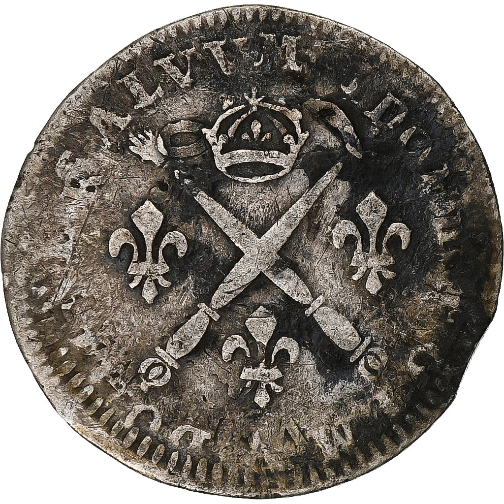Frankreich, Louis XIV, 5 Sols aux insignes, 1702, Paris, réformé, Silber, S+