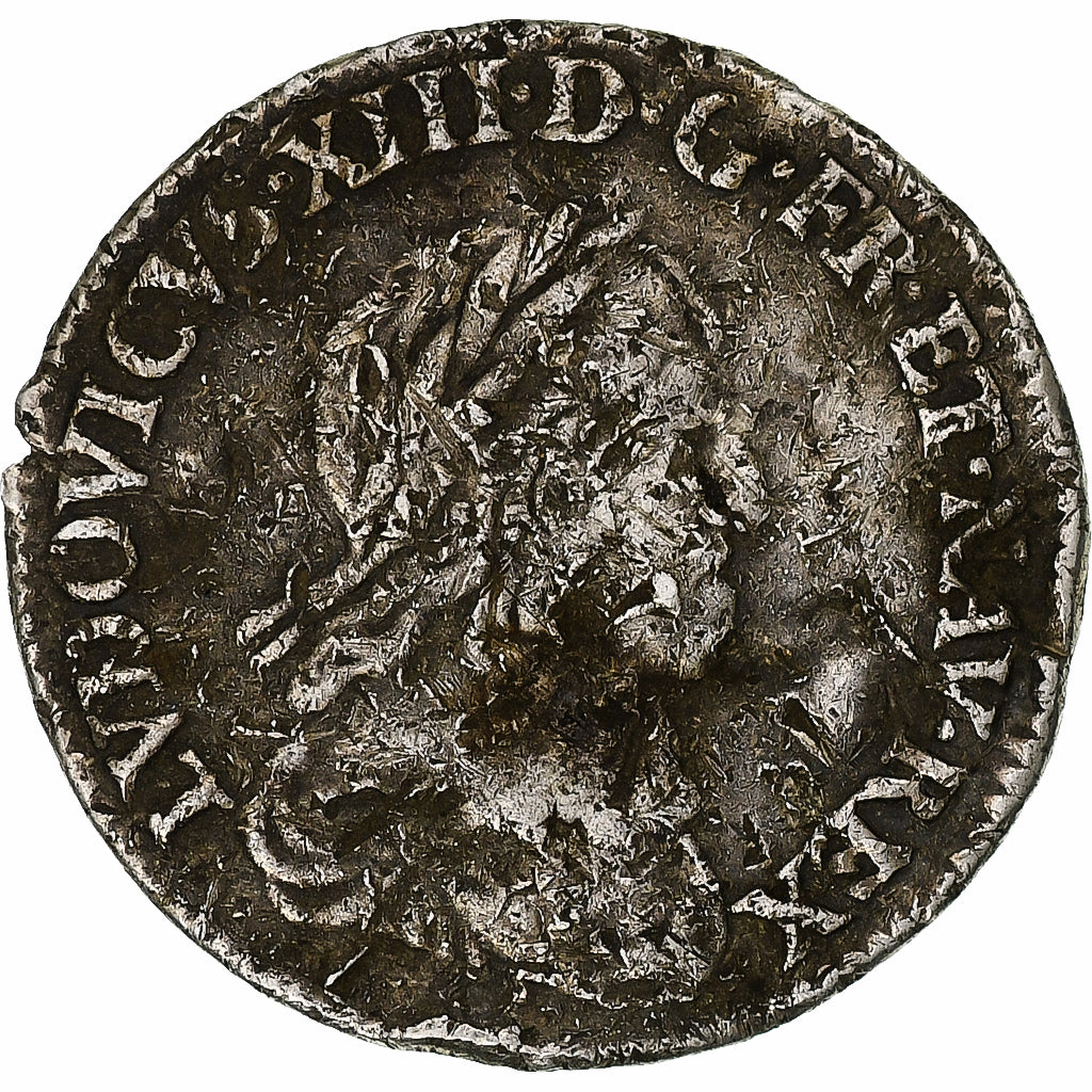 Francja, Louis XIII, 1/12 Ecu, 2ème poinçon de Warin, 1643, Paris, Srebro
