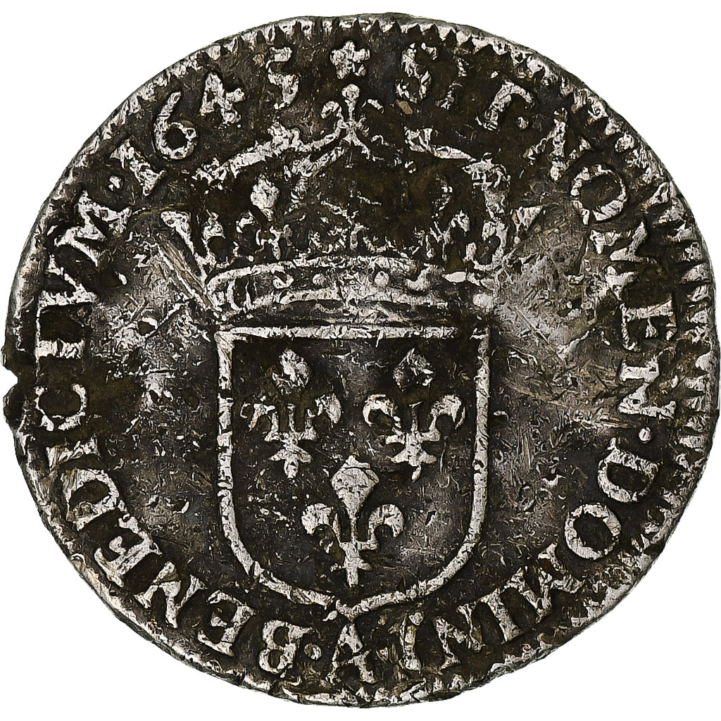 Francja, Louis XIII, 1/12 Ecu, 2ème poinçon de Warin, 1643, Paris, Srebro