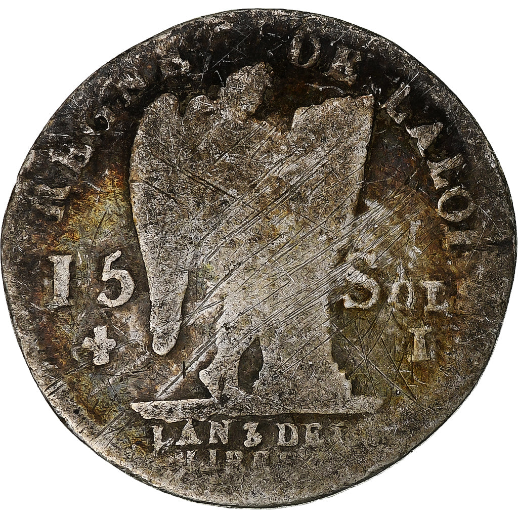 France, Louis XVI, 15 sols françois, 1791 / AN 3, Limoges, 2nd semestre