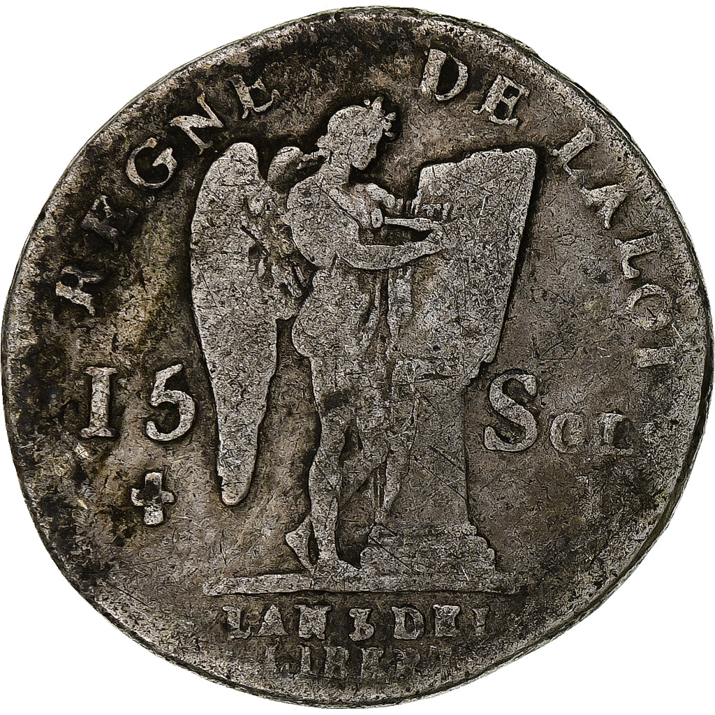 Francia, Louis XVI, 15 sols françois, 1791 / AN 3, Limoges, 2nd semestre