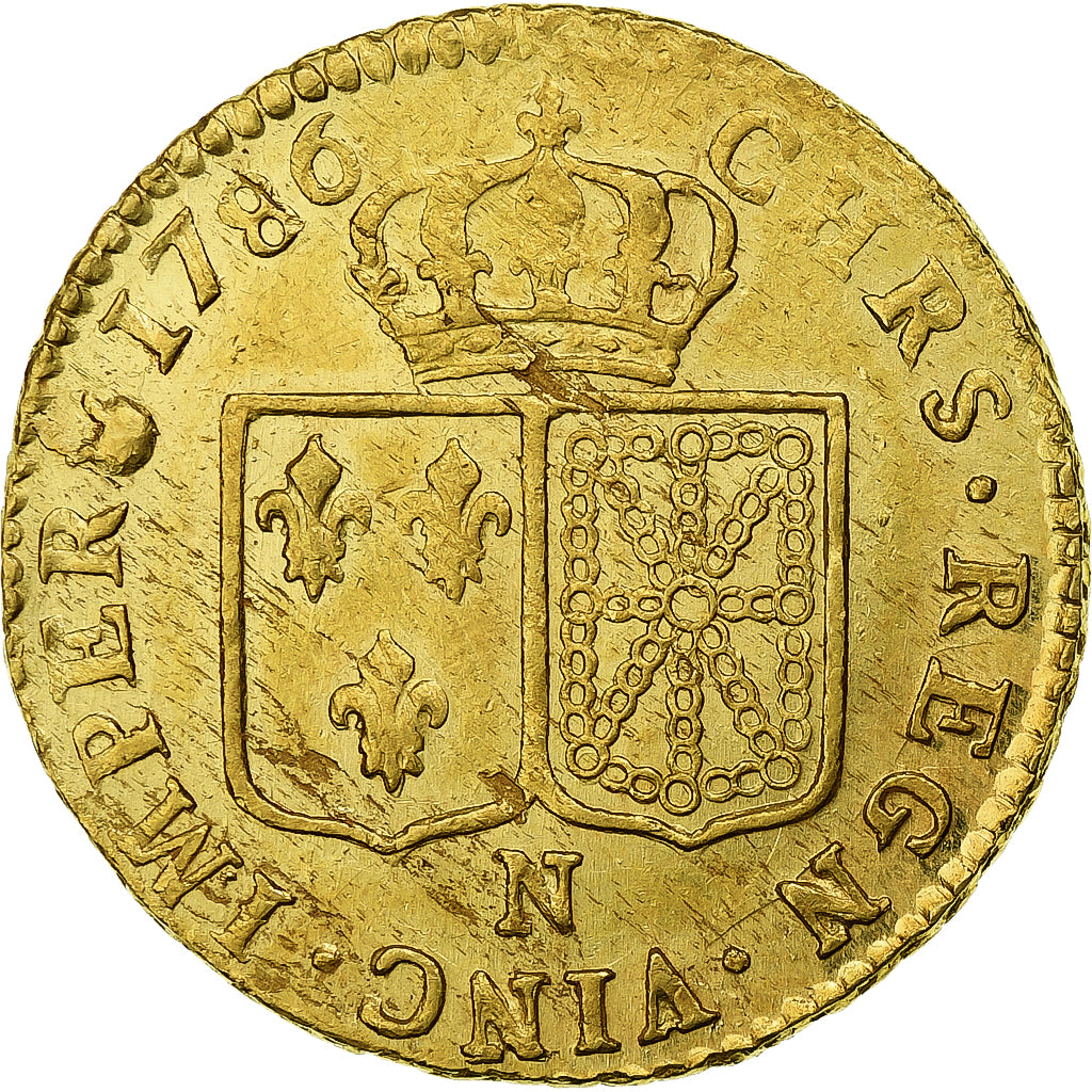 Francja, Louis XVI, Louis d'or à la tête nue, 1786, Montpellier, Złoto