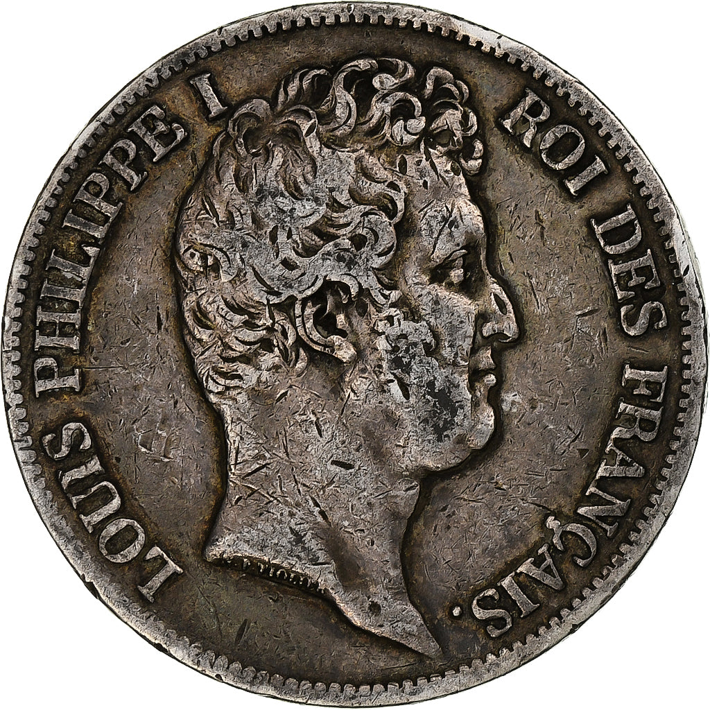 França, Louis-Philippe, 5 Francs, 1830, Paris, Prata, VF(30-35), Gadoury:676