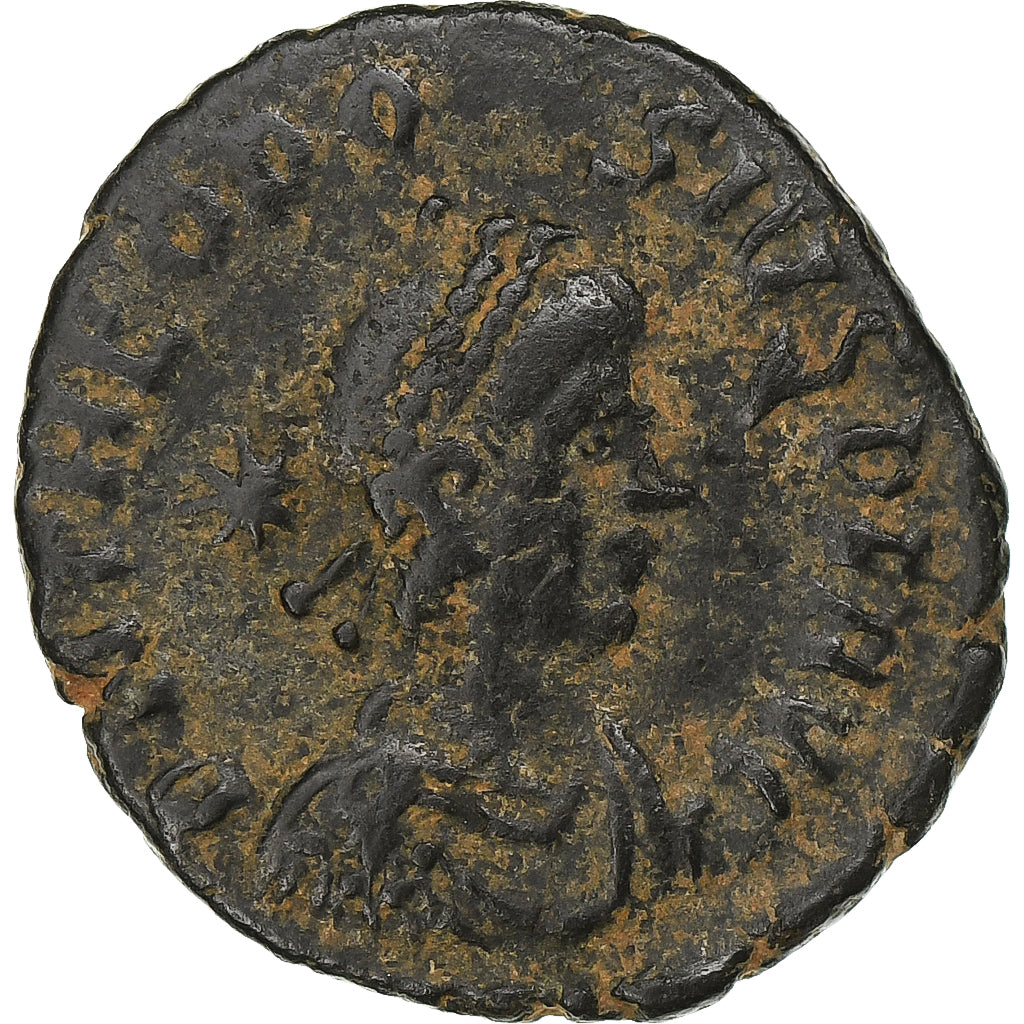 Theodosius II, Follis, 408-450, Uncertain Mint, Bronzo, MB+