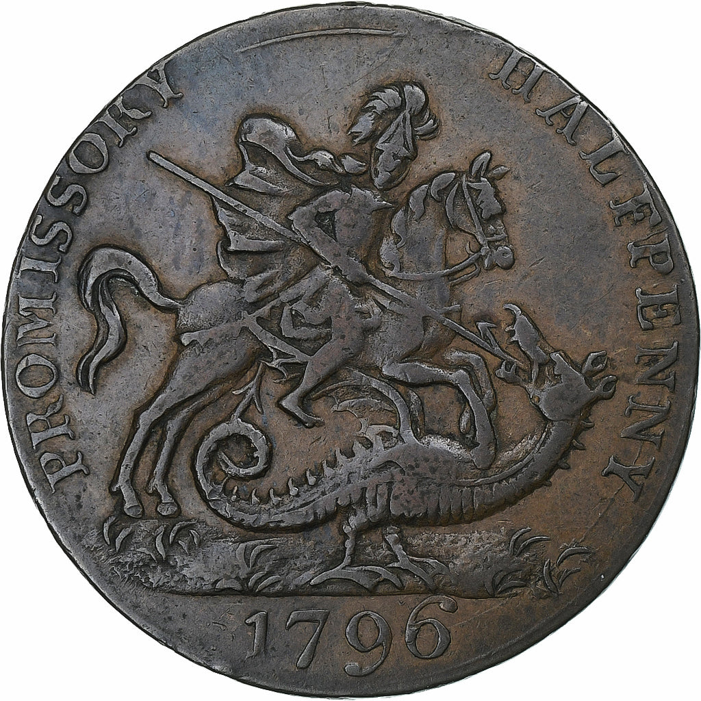 Regno Unito, Halfpenny Token, Hampshire - Portsea, Saint-George, 1796, Rame, BB