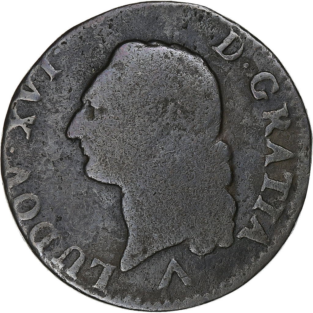 Frankrijk, Louis XVI, Sol, 1783, Lille, Koper, ZG+, Gadoury:350, KM:578.16