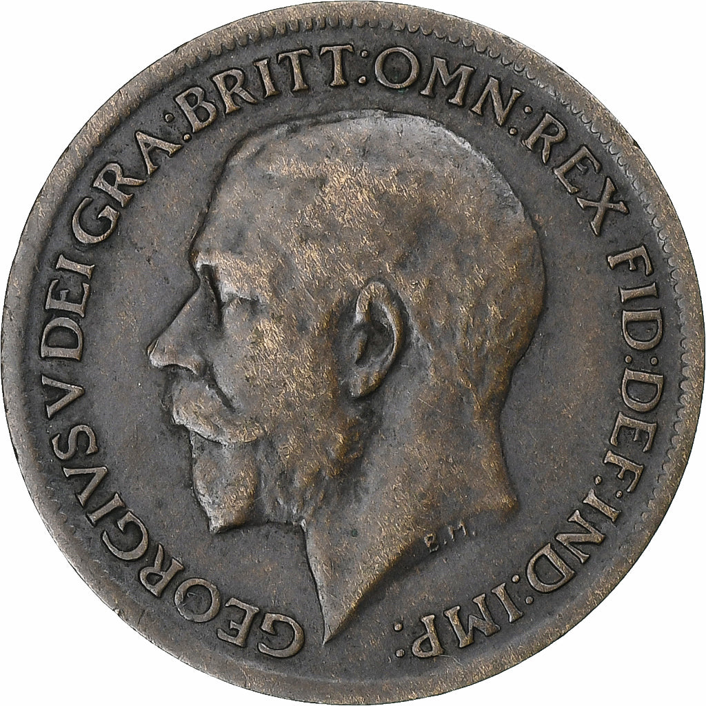 Gran Bretagna, George V, Farthing, 1917, London, Bronzo, BB, KM:808.1