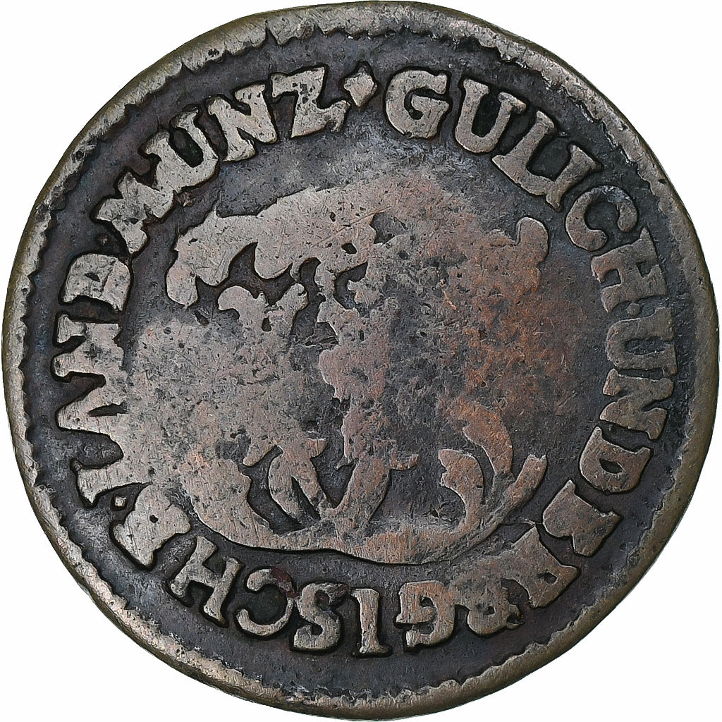 Stati tedeschi, JULICH-BERG, Karl Theodor, 1/4 Stüber, 1785, Rame, MB+, KM:205