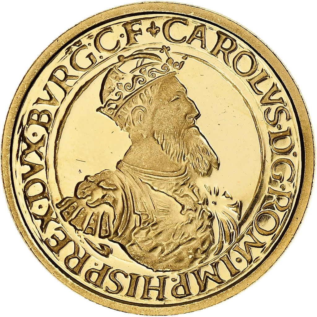 Belgium, 50 Écu, 1/2 Oz, Charles V, 1987, Brussels, Proof, Gold, MS(65-70)