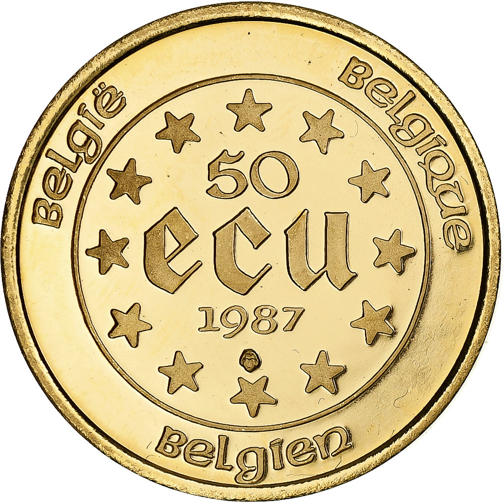 Belgium, 50 Écu, 1/2 Oz, Charles V, 1987, Brussels, Proof, Gold, MS(65-70)