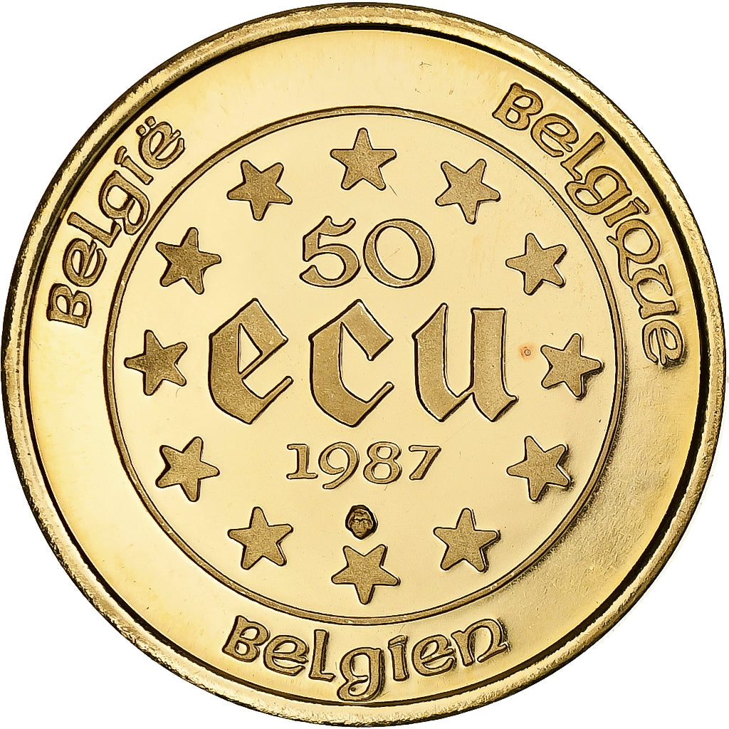 Belgium, 50 Écu, 1/2 Oz, Charles V, 1987, Brussels, Proof, Gold, MS(65-70)
