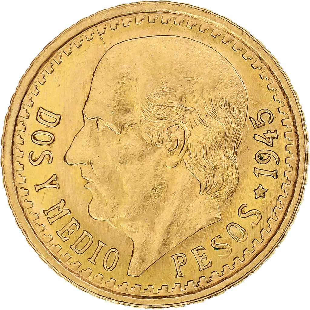 Messico, 2-1/2 Pesos, 1945, Mexico City, Oro, SPL+