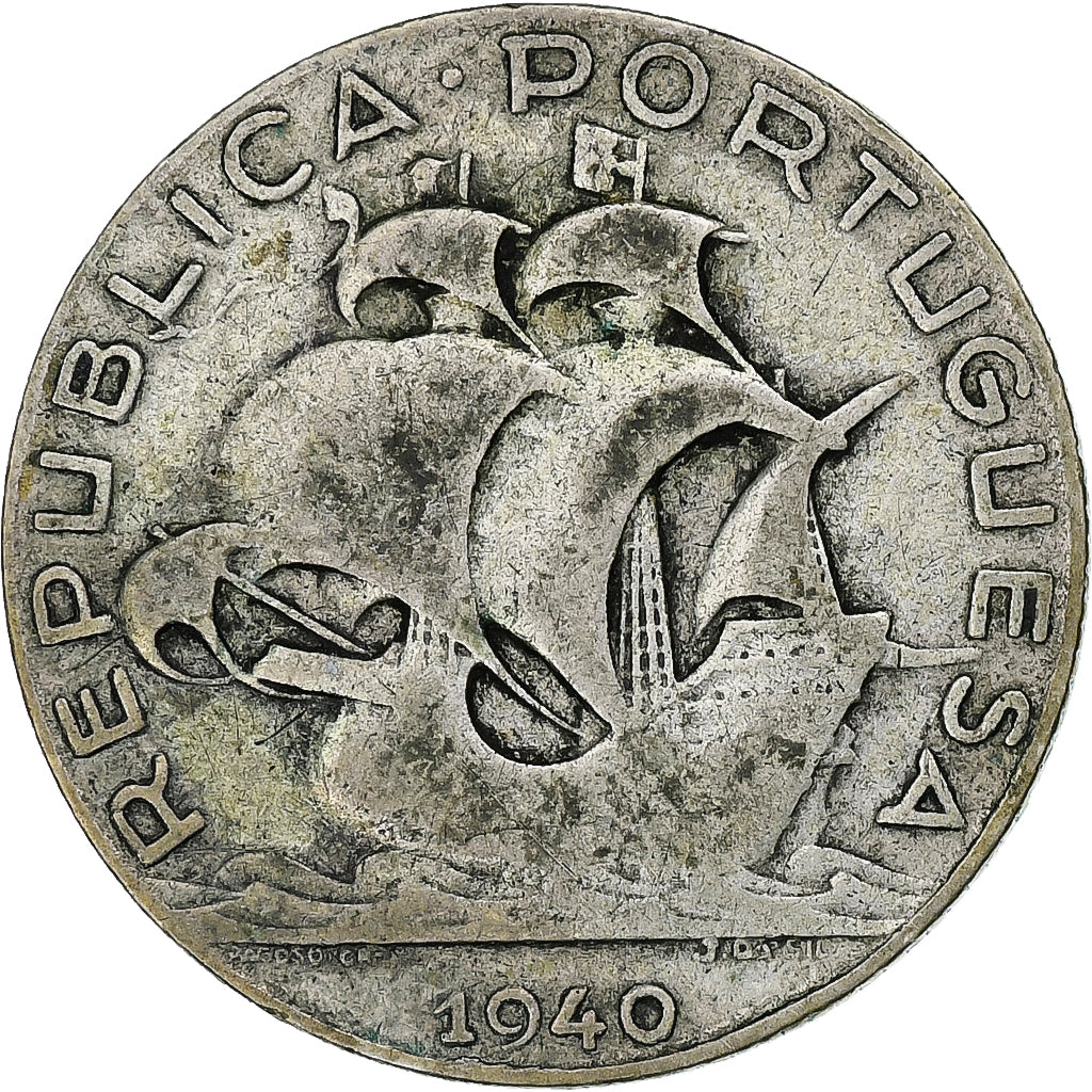 Portugal, 2-1/2 Escudos, 1940, Lisbon, Srebro, EF(40-45), KM:580