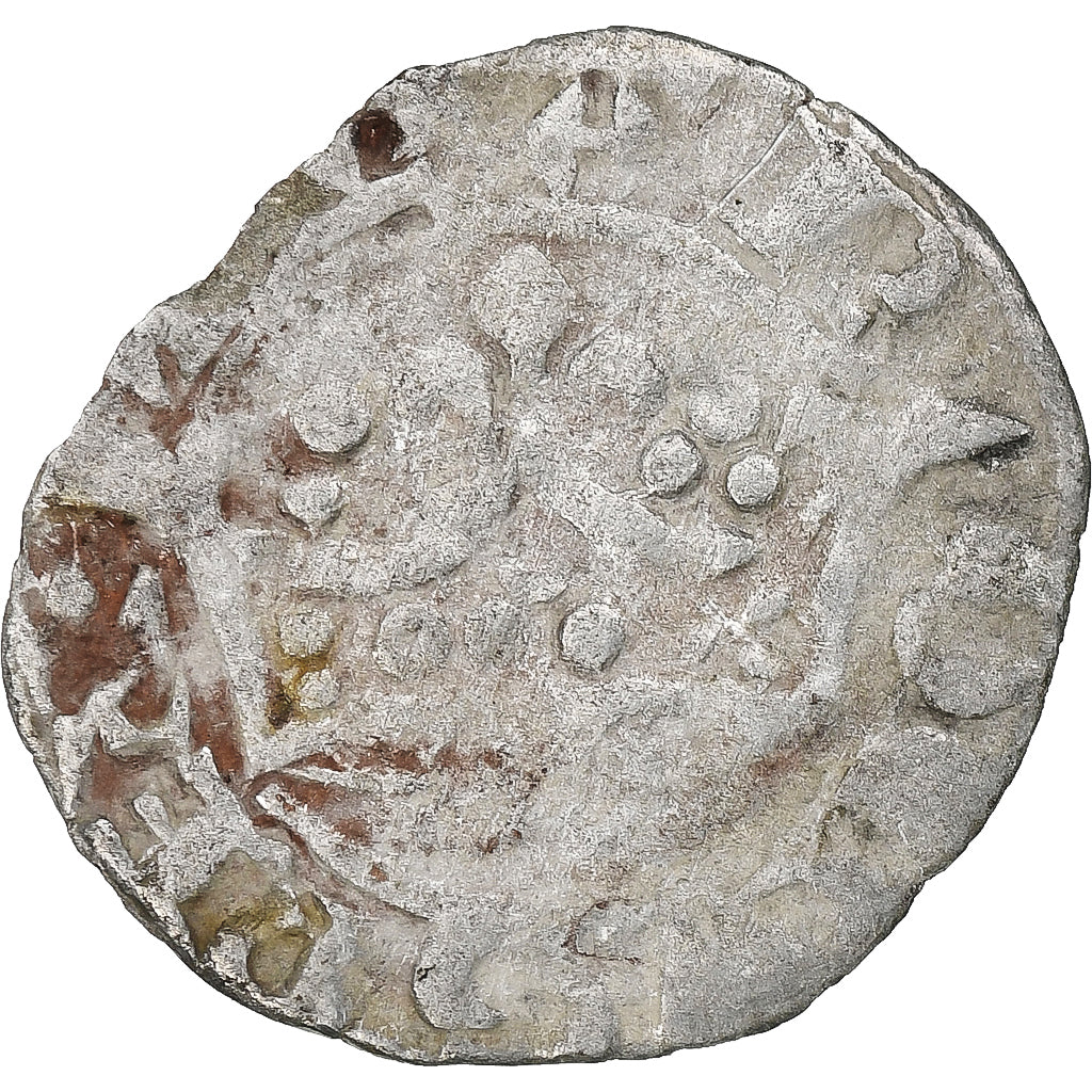 France, Charles IV, Double Parisis, 1323-1328, Billon, VF(30-35), Duplessy:244b