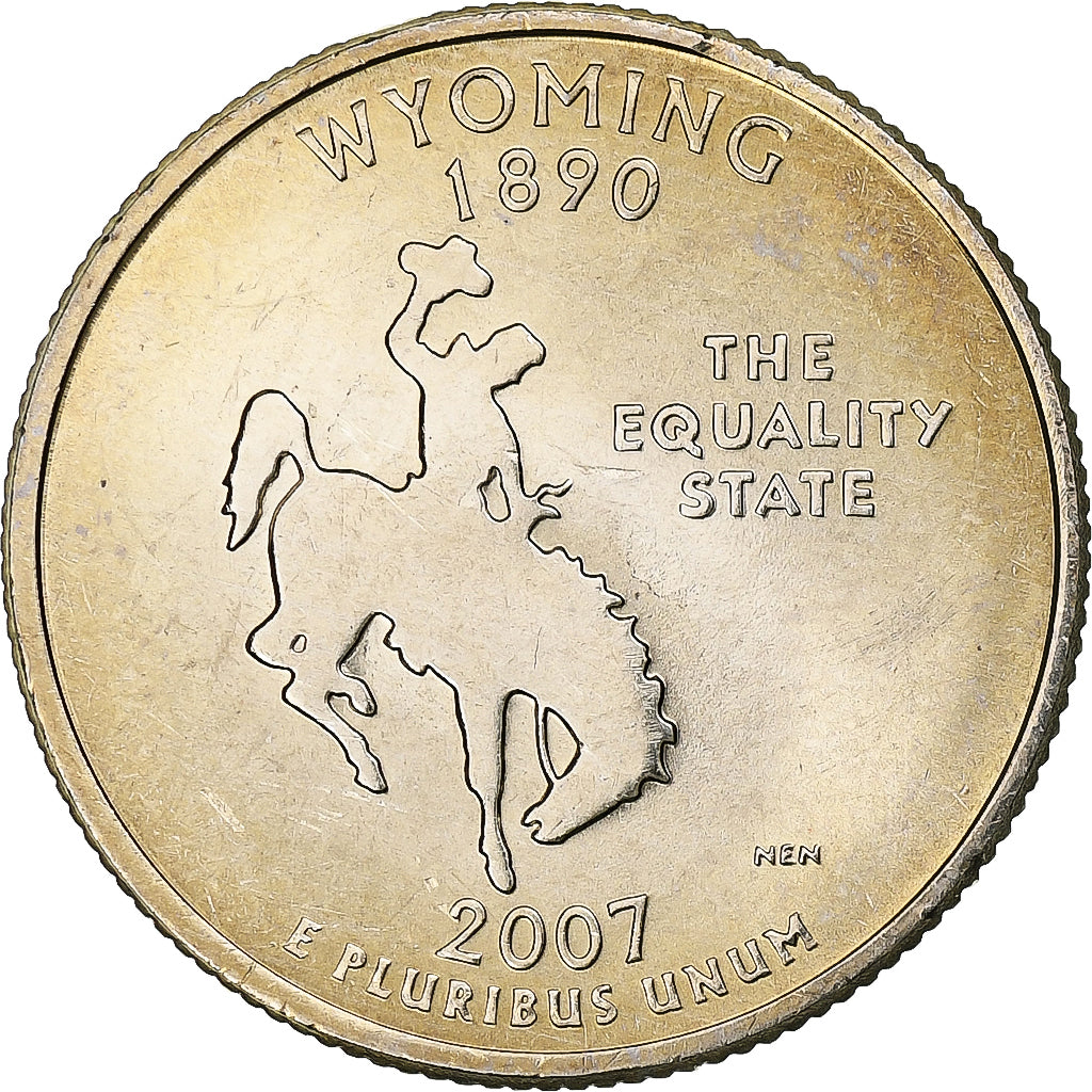 Stati Uniti, quarter dollar, Wyoming, 2007, Philadelphia, Rame ricoperto in