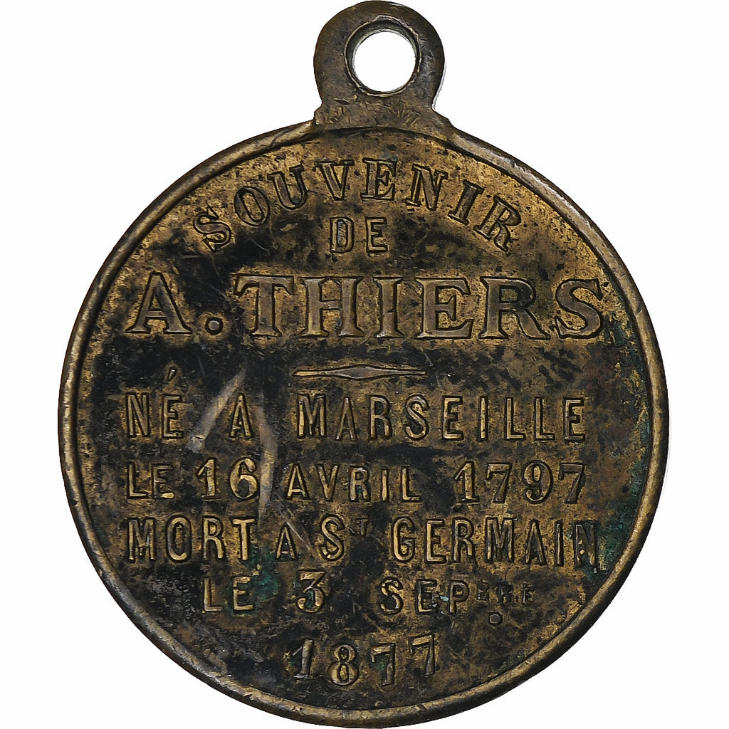 France, Medal, Adolphe Thiers, Président de la République, 1877, Copper