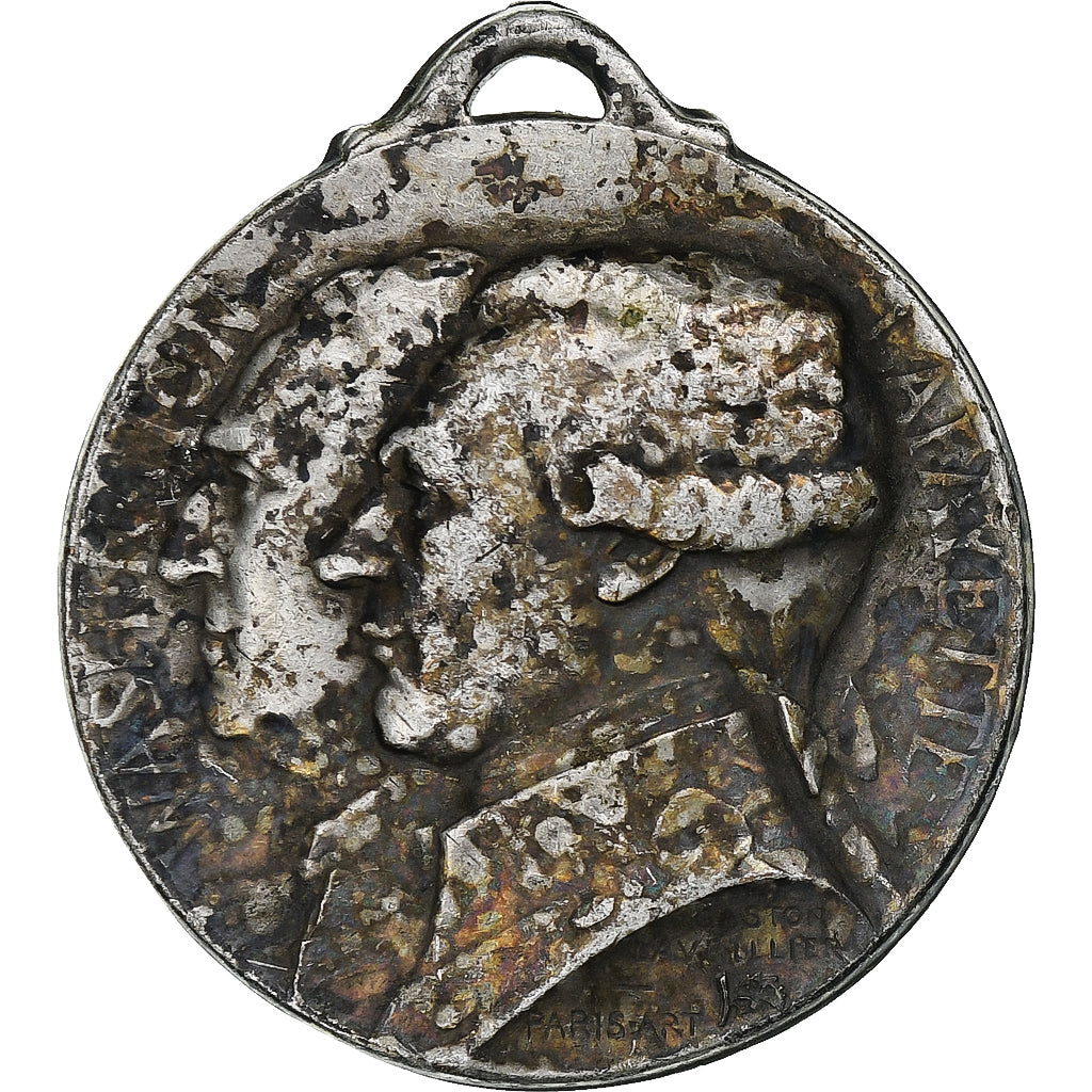 France, Medal, Journée de Paris, 1917, Washington and Lafayette, 1917, Silvered