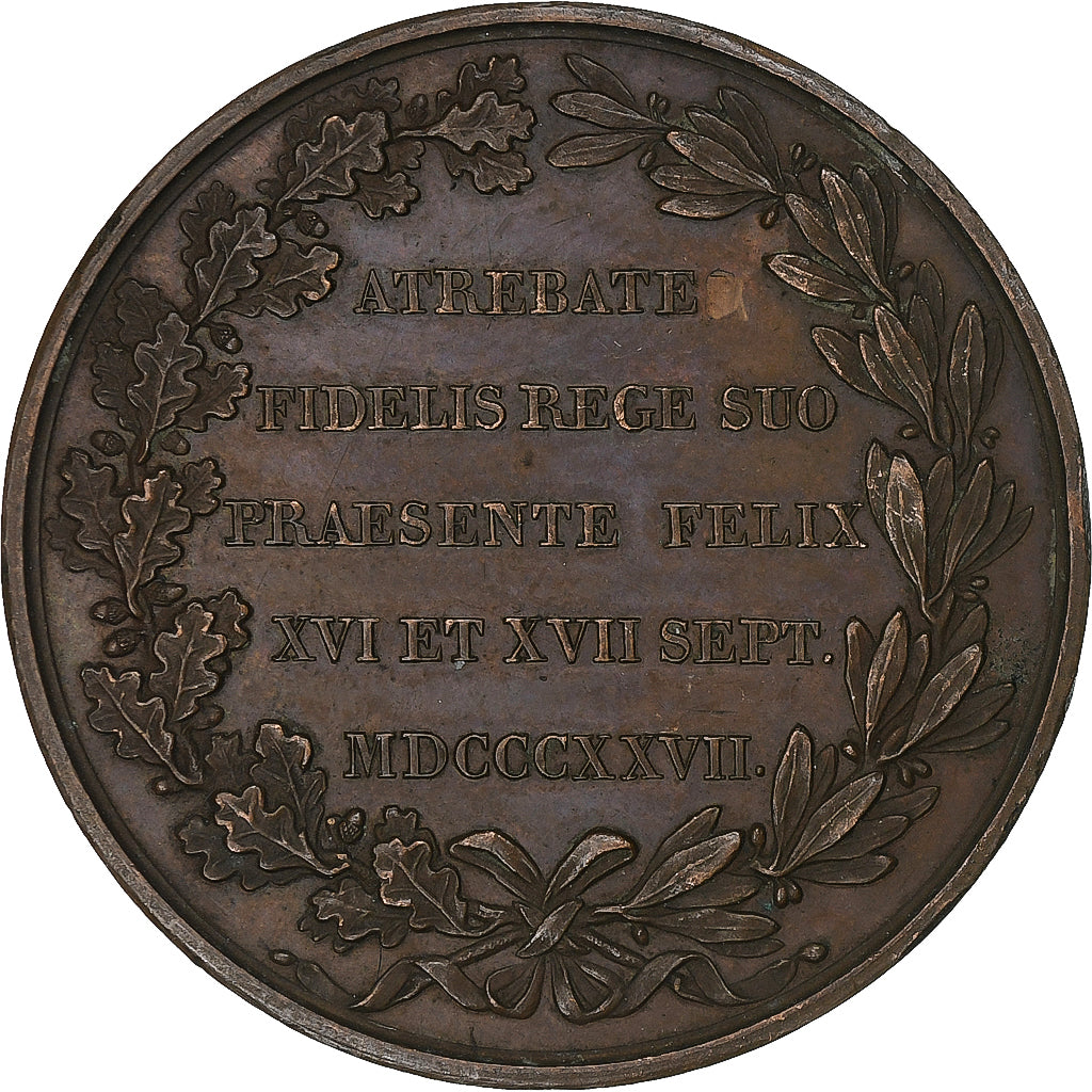 France, Medal, Charles X, Séjour de Roi à Arras, 1827, Copper, AU(55-58)