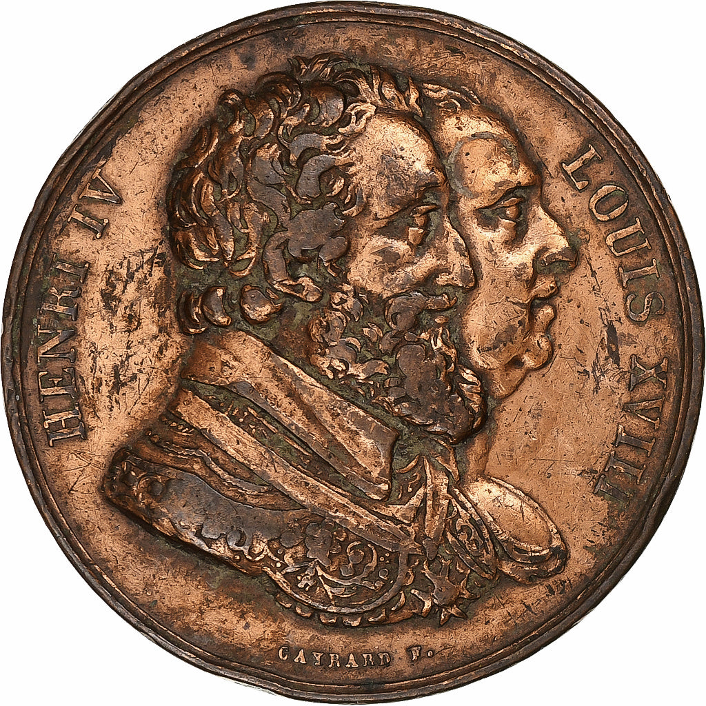 France, Medal, Louis XVIII, Rétablissement de la statue d'Henri IV, n.d.