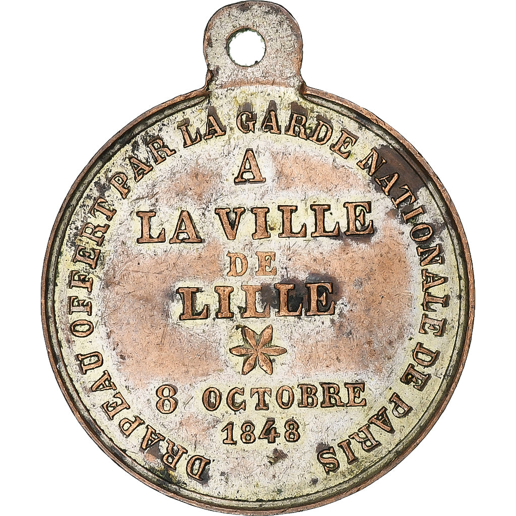 France, Medal, Ville de Lille, Drapeau offert par la Garde Nationale de Paris