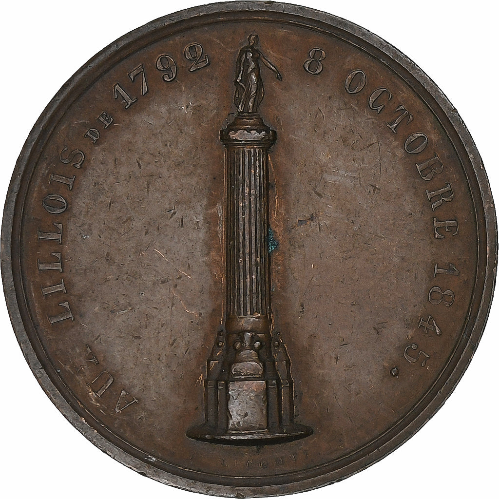 France, Médaille, Lille, Inauguration de la Colonne de la Déesse, 1845