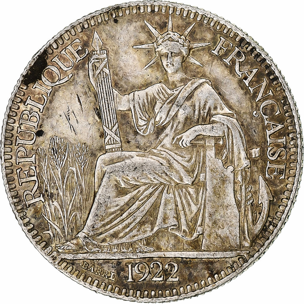 Indochine française, 10 Cents, 1922, Paris, Argent, SUP