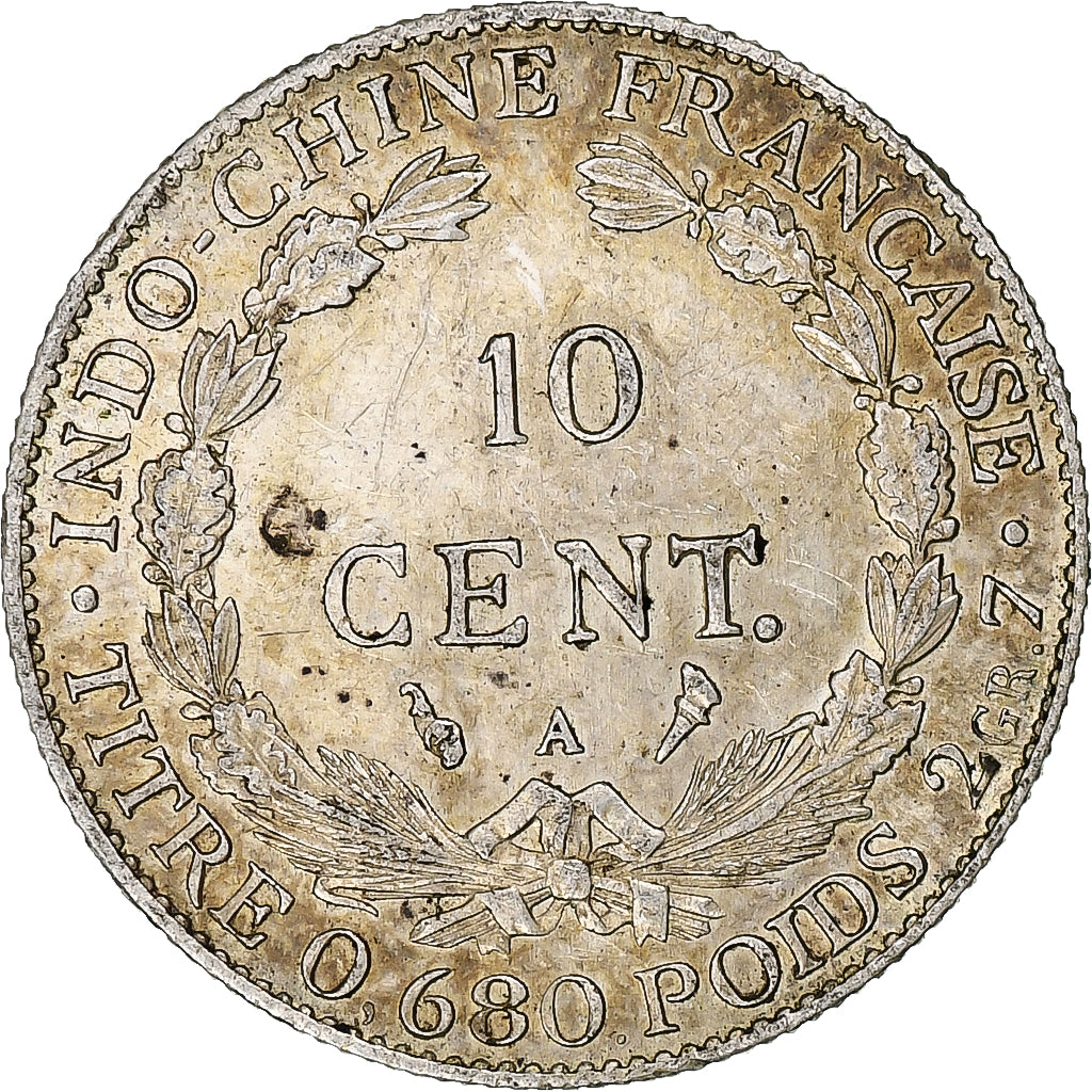 Indochine française, 10 Cents, 1922, Paris, Argent, SUP