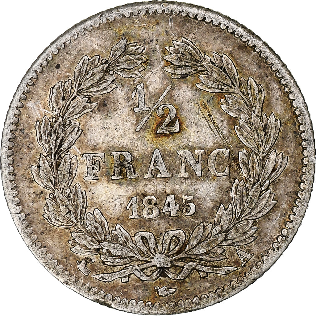 France, Louis-Philippe, 1/2 Franc, 1845, Paris, Silver, EF(40-45), Gadoury:408
